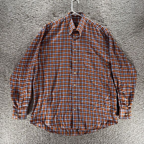 Vintage Gitman Bros Shirt Mens Large Orange Plaid Button Up Made In USA Cotton - Picture 1 of 13